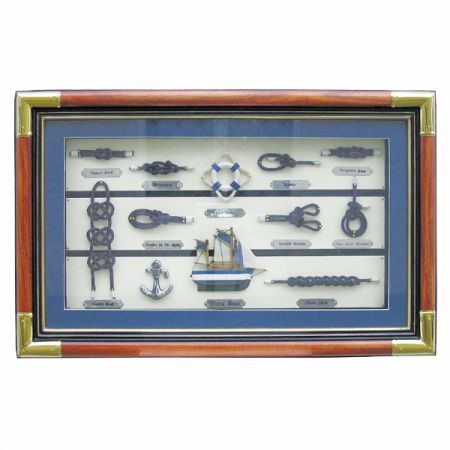 Maritim by Morris Knotentafel hinter Glas, Holz/Messing, 55x35cm - Knotennamen in ENGLISCH