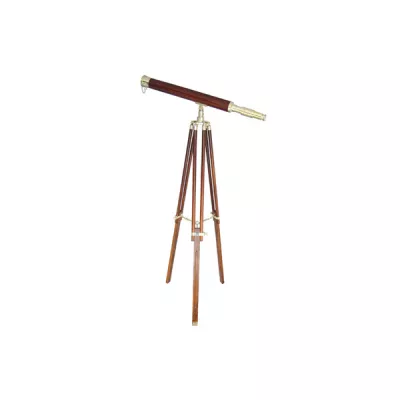 Maritim by Morris Stand-Teleskop, Messing mit Holzummantelung, L: 69cm, H: 130cm