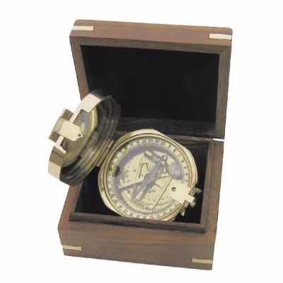 Maritim by Morris Brunton-Kompaß, Messing, Ø: 7,5cm, in der Holzbox