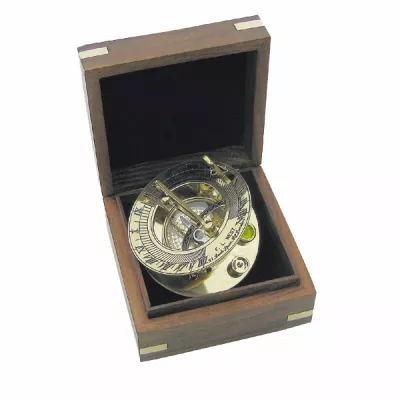 Maritim by Morris Kompaß - Sonnenuhr, Messing, Ø: 8cm, in der Holzbox