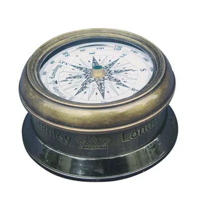 Maritim by Morris Kompass, Messing antik mit Glasdeckel, H: 3cm, Ø: 6cm