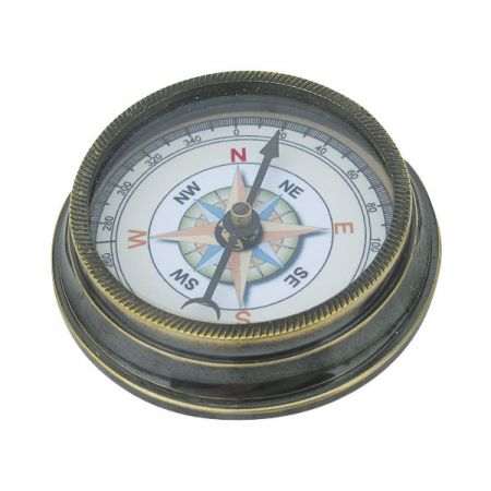 Kompass, Messing antik, Ø: 6cm, H: 1,5cm