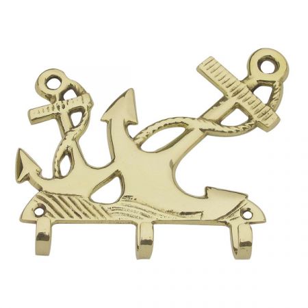 Schlüsselhaken - Anker, Messing, 13x11cm