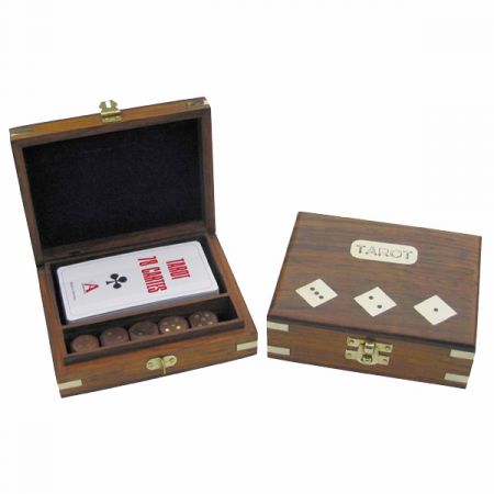 Tarot-Kartenspiel & Würfel in der Holzbox, 14,5x12x4,5cm