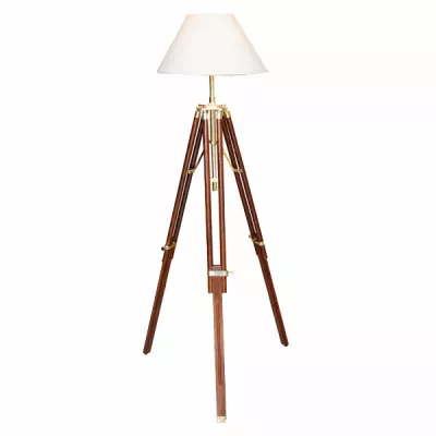 Maritim by Morris Stativ-Lampe, Holz/Messing, elektrisch 230V, E14, H: 123/146cm, Ø: 35cm