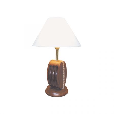 Lampe - Blockrolle, Holz, elektrisch 230V, E14, H: 39cm, Ø: 13/25cm