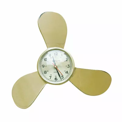 Maritim by Morris Uhr in der Schiffsschraube, Messing, Quartzwerk, Ø: 28/9,5cm, H: 6,5cm