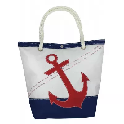 Maritim by Morris Tasche mit Ankermotiv, Polyester, weiß/blau/rot, 30/45x18x39/60cm