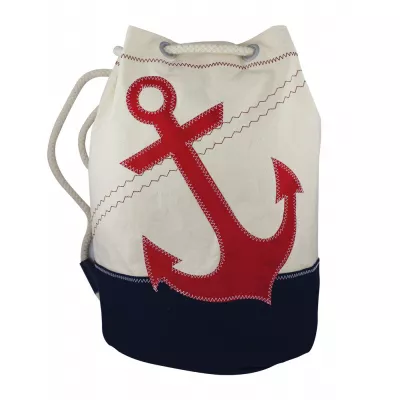 Maritim by Morris Rucksack groß mit Ankermotiv, Baumwolle, beige/blau/rot, H: 42cm, Ø 28cm