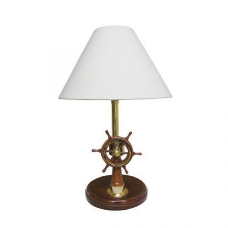 Lampe - Steuerstand, elektrisch 230V, Holz/Messing, H: 39cm, Ø: 15/25cm