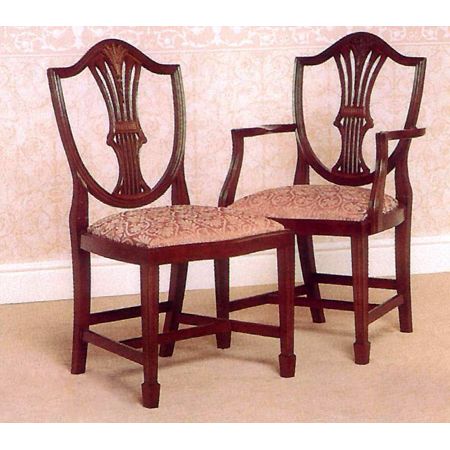 Hepplewhite wheat ear shield back carver