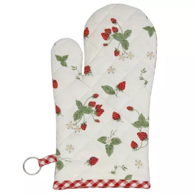 Clayre & Eef Ofenhandschuh hell mit Erdbeeren Strawberry Garden