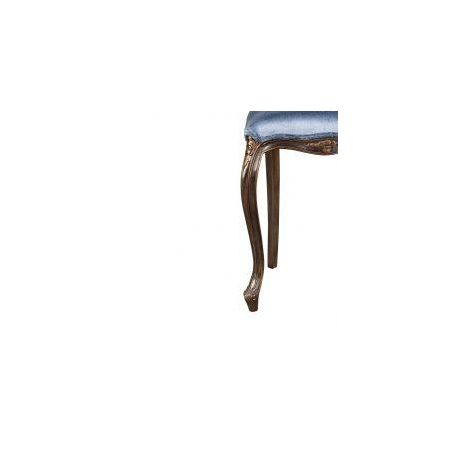 Dekostuhl in silber mit blaumen Sitzkissen aus Samt Stuhl