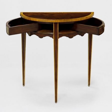 Demi Lune Tisch mit Flammen Mahagony Top Sofort Lieferbar