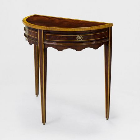 Demi Lune Tisch mit Flammen Mahagony Top Sofort Lieferbar