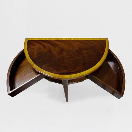 Demi Lune Tisch mit Flammen Mahagony Top Sofort Lieferbar