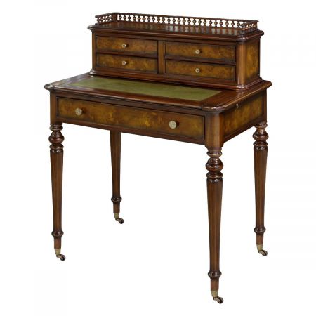 "Bureaux de Dame" Schreibtisch in Burl, Leder Grün