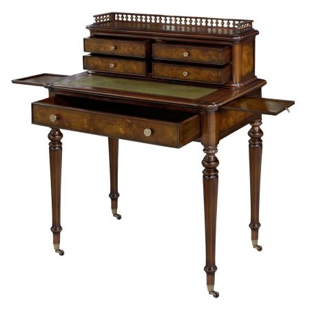 "Bureaux de Dame" Schreibtisch in Burl, Leder Grün