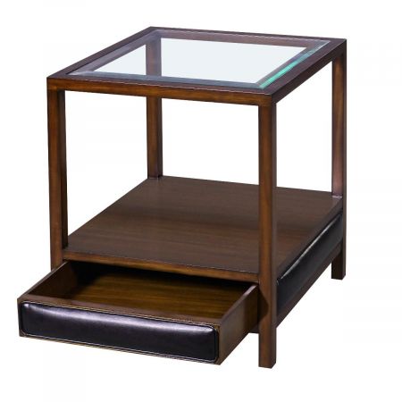 Besitelltisch "Amsterdam" mit Glassplatte in Mahagoni