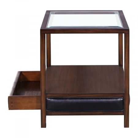 Besitelltisch "Amsterdam" mit Glassplatte in Mahagoni