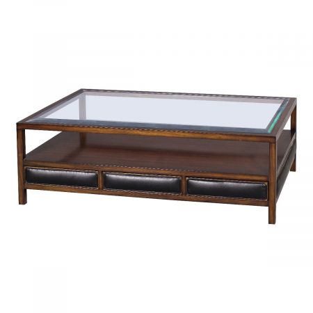 Sofatisch "Amsterdam" 120cm mit Glassplatte in Mahagoni