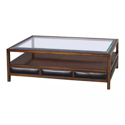 Sofatisch "Amsterdam" 120cm mit Glassplatte in Mahagoni