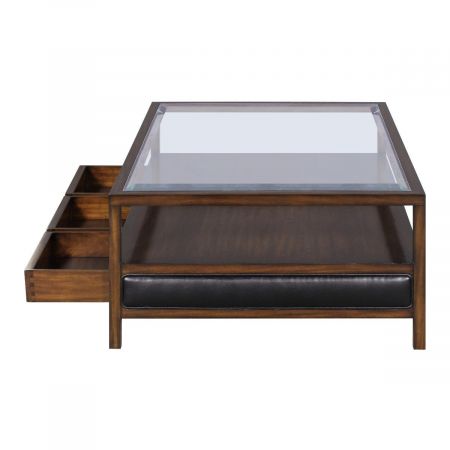 Sofatisch "Amsterdam" 120cm mit Glassplatte in Mahagoni