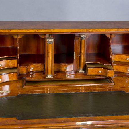 Sekretär "Bombay" in Burl, Leder Grün