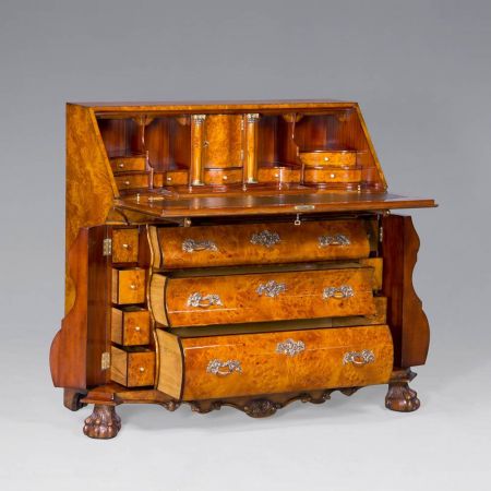 Sekretär "Bombay" in Burl, Leder Grün