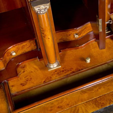 Sekretär "Bombay" in Burl, Leder Grün