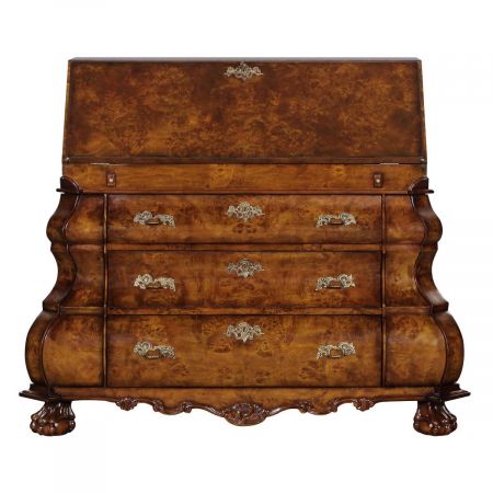 Sekretär "Bombay" in Burl, Leder Grün