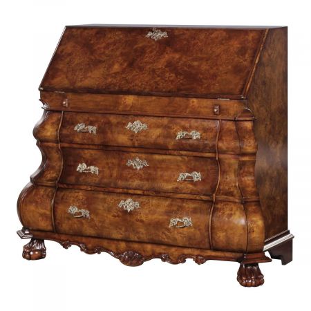 Sekretär "Bombay" in Burl, Leder Grün