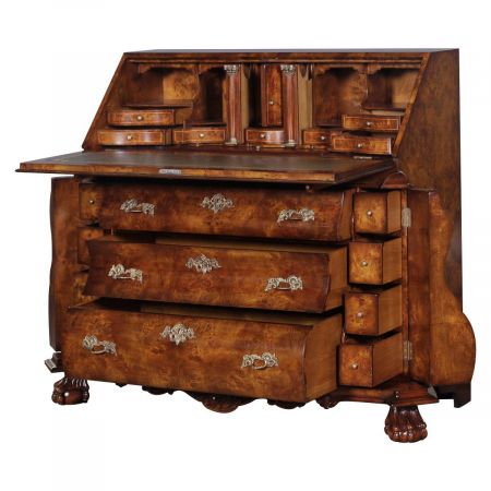 Sekretär "Bombay" in Burl, Leder Grün