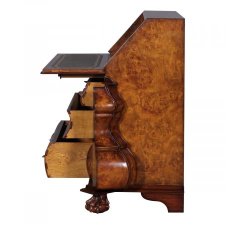 Sekretär "Bombay" in Burl, Leder Grün