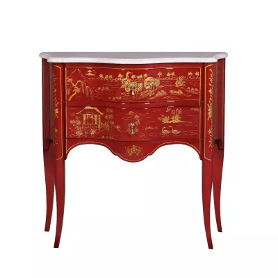 Kommode chinoiserie Italien Rot