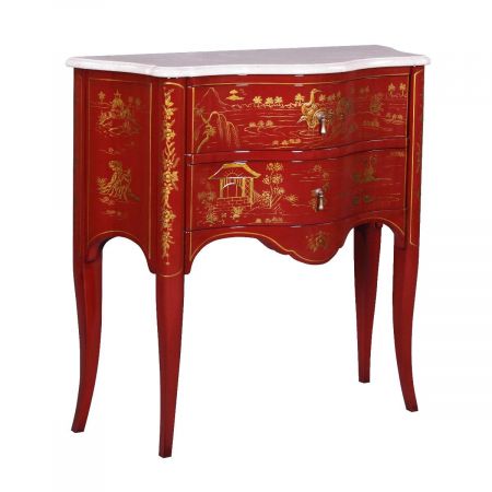 Kommode chinoiserie Italien Rot