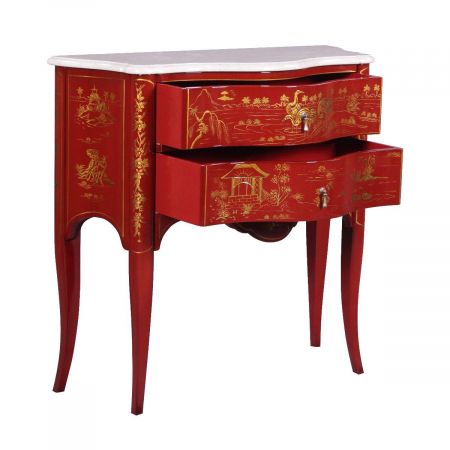 Kommode chinoiserie Italien Rot