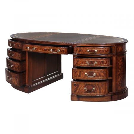 Partnersdesk Oval Schreibtisch leder Top Oberfläche in Grün