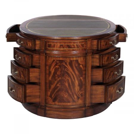 Partnersdesk Oval Schreibtisch leder Top Oberfläche in Grün