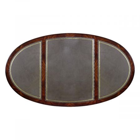 Partnersdesk Oval Schreibtisch leder Top Oberfläche in Grün