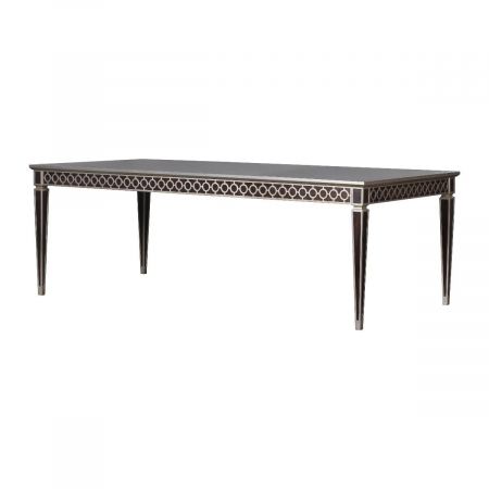 Silberner rechteckiger Esstisch im Art Deco Stil