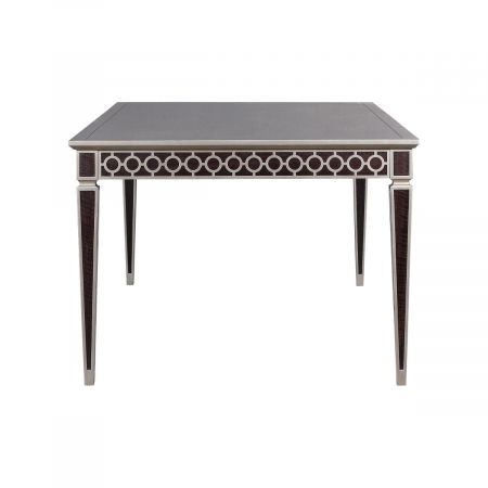 Silberner rechteckiger Esstisch im Art Deco Stil