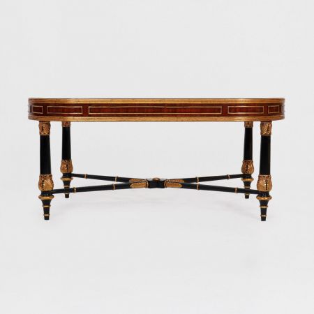 Sofatisch "Karna" 122cm Mahagoni mit Glassplatte