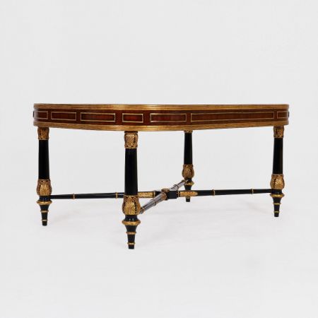 Sofatisch "Karna" 122cm Mahagoni mit Glassplatte