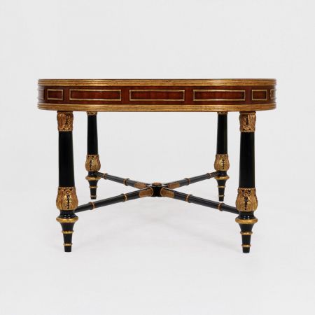 Sofatisch "Karna" 122cm Mahagoni mit Glassplatte