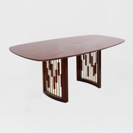 Edler Esstisch Art Deco Stil in Tabacco Braun