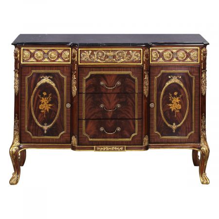 Sideboard Peninsula Schwarz Marmor