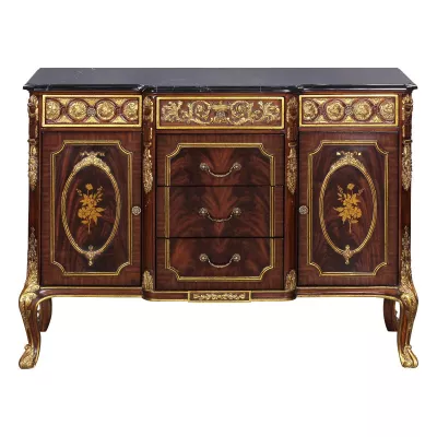 Sideboard Peninsula Schwarz Marmor