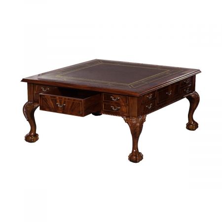 "BC Square Coffee Table 100 cm" in Mahagoni, Leder Braun