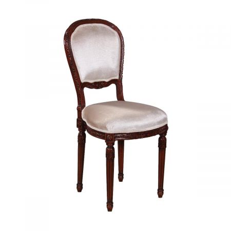 Beistellstuhl Paris edler Stuhl Esszimmerstuhl in Mahagoni mit Stoffbezug